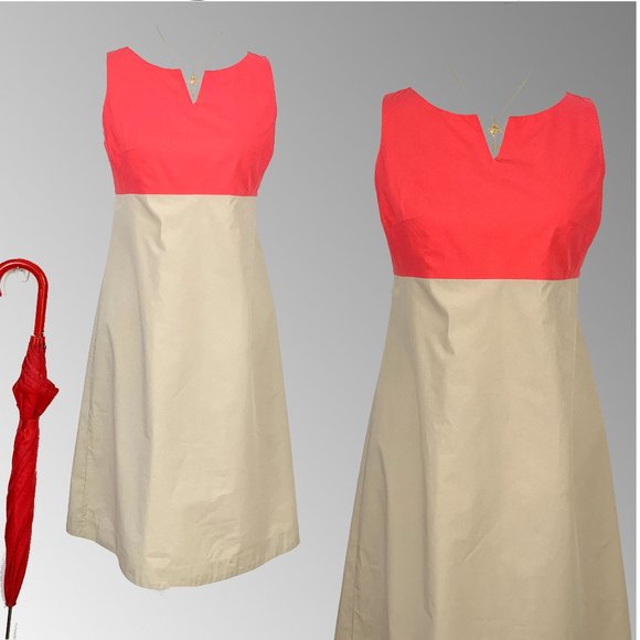 Guglielminotti Archivio '67 Italy Designer Red & Tan Cotton A-Line Dress Sz 6-8 - Picture 10 of 16